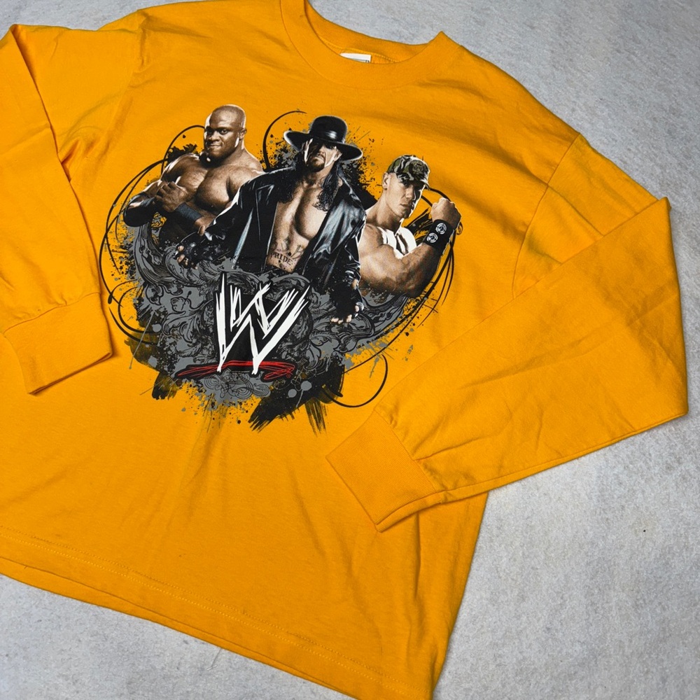 VTG Y2K WWE Youth Large/Mens Small Undertaker John Cena‎ Bobby Lashley L/S Tee